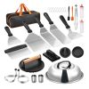 28PCS Griddle Accessories Kit, Flat Top Grill Accessory, Enlarged Spatula Gift Set, Stainless Steel Grilling Tools with Basting Cover, Tong