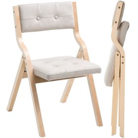 Wooden Folding Chairs with Cushion, Set of 4, Portable Foldable Cushion Chair with Wooden Frame, Modern Padded Dining Chair for Kitchen, Office