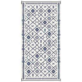 Outsunny Reversible Outdoor Rug, Waterproof Plastic Straw with Carry Bag, 9' x 18', Blue & White Rhombus