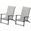 Set of 2 Outdoor Dining Chairs with High Back, Armrests, Folding Patio Chairs for Patio, Lawn, Camping, Gray