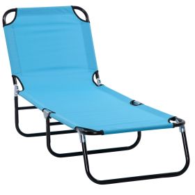 Portable Folding Outdoor Sun Lounger, Lightweight Chaise Lounge Chair with 5-Position Adjustable Backrest for Beach, Poolside, and Patio