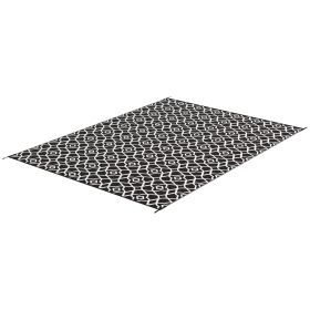Outsunny Outdoor Rug 9'x12' Reversible, RV Camping, Black & White Clover, Easy to Carry