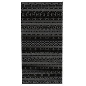 Outsunny Reversible Outdoor Rug, Waterproof Plastic Straw with Carry Bag, 9' x 18', Black & Gray Geometric Wall