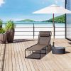 Reclining Lounge Chair, Portable Sun Lounger, Folding Camping Cot, with Adjustable Backrest and Removable Pillow, for Patio, Garden, Beach
