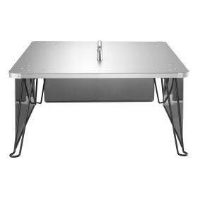 Fire Pit Heat Deflector, 25.4x25.4x14.6 inch Square Outdoor Burner Cover, Stainless Steel Bonfire Camping Wood Burning