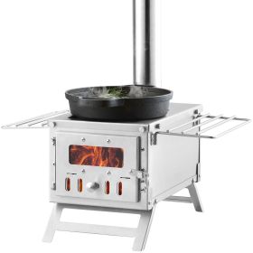 Wood Stove, 80 inch, Stainless Steel Camping Tent Stove, Portable Wood Burning Stove with Chimney Pipes & Gloves