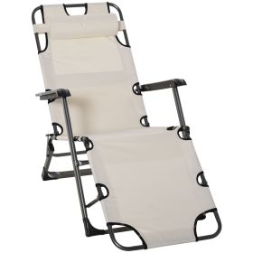 Outdoor Bliss: Oxford Fabric Adjustable Footrest Lounge Chair with Head Pillow