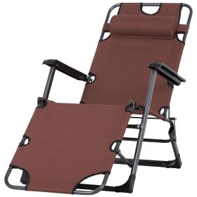 Lounging Relaxation: Folding Lounger with Metal Frame, Adjustable Footrest & Head Pillow
