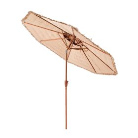 Tiki Umbrella, 9 ft Thatched Patio Umbrella with Tilt, 2-Tier Hawaiian Style Beach Parasol with PP Thatch and 8 Metal Ribs