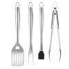 Grilling Accessories, 4PCS BBQ Grill Tool Set, Heavy Duty Stainless Steel Barbecue Tools, Kitchen Utensils with Tong, Spatula, Fork, Brush