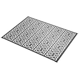 Outsunny Reversible Outdoor Rug 9 x 12 Black White Chain for RV Camping with Bag