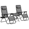 3-Piece Zero Gravity Set, Recliner Chairs with Side Table for Poolside & Camping Gray