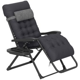Zero Gravity Recliner Chair with Cup Holder Cushion Foldable Black
