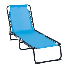 Portable Chaise Lounge Light Blue 4-Position Reclining Outdoor Patio Adjustable Bed