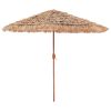 Tiki Umbrella, 9 ft Thatched Patio Umbrella with Tilt, Hawaiian Style Beach Parasol with Durable PP Thatch and 8 Metal Ribs