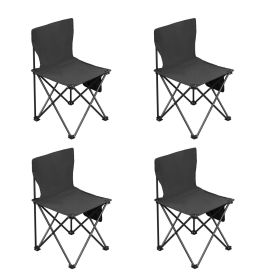 4 Pack Black Camping Chairs with Steel Frame and Oxford Fabric Portable Folding Fishing Chairs Lightweight Outdoor Seats with 100KG Weight Capaci