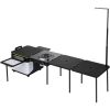 Outdoor Mobile Kitchen, Portable Multifunctional Camp Box with Wheels All in One Integrated Cooking Station with Windproof Stove