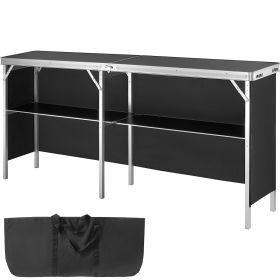 Extra Long Folding Portable Bar Table - Tradeshow Podium Table for Indoor, Outdoor, Party, Picnic, Exhibition, Includes Carrying Case