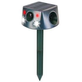 Ultrasonic Solar Animal Repeller Outdoor Mole Snake Squirrel Repellent Waterproof Bird Deer Dog Cat Deterrent with 6 Modes Motion Sensor Vibratio