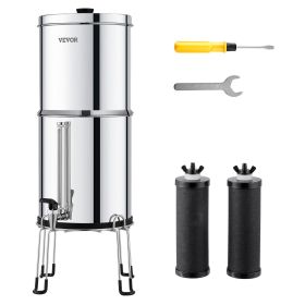 Gravity-fed Water Filter System, 2.25G 304 Stainless-Steel Countertop System, Water Filtration System, Reduces Lead and up to 99% of Chlorine