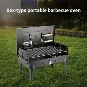 1pcs box home outdoor folding grill portable multifunctional camping barbecue grill, comes with tools, easy to use, suitable for outdoor camping