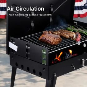 "Portable Folding Charcoal Grill - Windproof Toolbox Design with 3 Height Modes for Camping & Picnics"