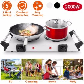 Hot Plate, 2000W Hot Plate,Portable Electric Stove Countertop Double Burners W/5 Level Temperature Control & Stay Cool Handles