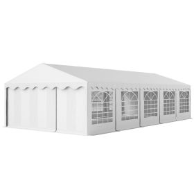 Outsunny 16.5' x 33' Large Party Tent, Heavy Duty Outdoor Canopy Tent with Removable Sidewalls, 10 Windows, White