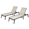 Outdoor Chaise Lounge Chair Set of 2, 400 lbs Weight Capacity, Foldable Sun Tanning Chair, 5 Adjustable Positions, Easy Assembly