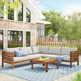 GO Wood Structure Outdoor Sofa Set with beige Cushions Exotic design Water-resistant and UV Protected texture High quality acacia wood Strong Met