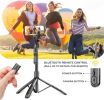 Phone Tripod 62" Selfie Stick for iPhone with Remote and 3W LED Light, Universal Mount, Phone Stand for Recording & Streaming