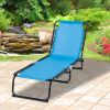 Portable Chaise Lounge Light Blue 4-Position Reclining Outdoor Patio Adjustable Bed