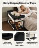 Elevated Lounge Pet Bed, Foldable Bunk Dog Bed with 600D Oxford Cloth and Dutch Velvet, Portable Raised Cot with Wheels, Side Storage Bags