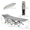 Folding Camping Cot with Mattress & Pillow, Double Layer Oxford Heavy Duty Sleeping Cot with Carry Bag Light Grey