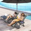 Zero Gravity Lounge Chair Set, 2 Pieces Reclining Folding Outdoor Lounge Chairs with Cushion, Headrest, Side Tray, Gray