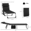 Folding Chaise Lounge Chair Lightweight Recliner 5-Level Adjustable Backrest Pillow for Outdoor Garden Sunbathing Brown