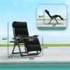 Zero Gravity Lounge Chair Set, 2 Pieces Reclining Folding Outdoor Lounge Chairs with Cushion, Headrest, Side Tray, Black