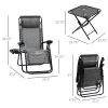 3-Piece Zero Gravity Set, Recliner Chairs with Side Table for Poolside & Camping Gray