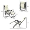 Zero Gravity Lounge Chair Set, 2 Pieces Reclining Folding Outdoor Lounge Chairs with Headrest Side Tray, Cream