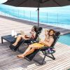 Zero Gravity Lounge Chair Set, 2 Pieces Reclining Folding Outdoor Lounge Chairs with Cushion, Headrest, Side Tray, Black