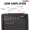 5 Core Guitar Amp 20W Electric Portable Mini Amplifier w Built in 6.5" Speaker Aux Headphone Jack