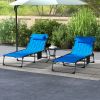 Folding Lounger Set: 5-Position Reclining, Blue Chaise Lounge Pair for Comfortable Outdoor Rest|