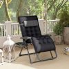 Zero Gravity Recliner Chair with Cup Holder Cushion Foldable Black
