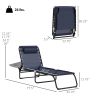 2-Pack Dark Blue Reclining Beach Chairs, 4-Position Folding Chaise Lounge for Patio