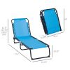 Portable Chaise Lounge Light Blue 4-Position Reclining Outdoor Patio Adjustable Bed