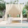 U_Style Outdoor Patio Sunbed with Curtains, High Comfort, Suitable for Multiple Scenarios