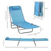 Folding Chaise Lounge Pool Chairs, Set of 2 Outdoor Sun Tanning Chairs with Pillow, Reclining Back & Breathable Mesh for Beach, Patio, Blue