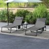 Adjustable Folding Chaise Lounge Chair Set Gray Reclining Outdoor Patio Furniture for Comfort
