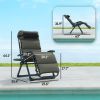 Zero Gravity Lounge Chair Set, 2 Pieces Reclining Folding Outdoor Lounge Chairs with Cushion, Headrest, Side Tray, Gray