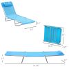 Folding Sun Chair, Portable Outdoor Chair with Adjustable Back, Breathable Mesh and Pillow, for Patio, Beach, Blue